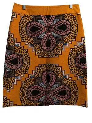 Maeve Clementina Pencil Skirt Size 6 Golden Orange Geometric Print Anthropologie thumbnail 4