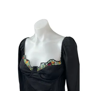 Princess Polly Black Long Sleeve Floral Lace Bustier Mini A Line Dress Size 8 thumbnail 4