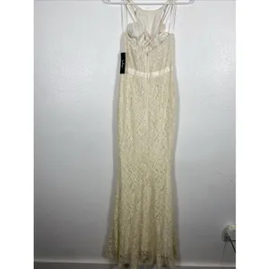 Lulus Zenith Cream Lace Maxi Dress NWT Size XS Halter Full Length Bridal Gown thumbnail 8