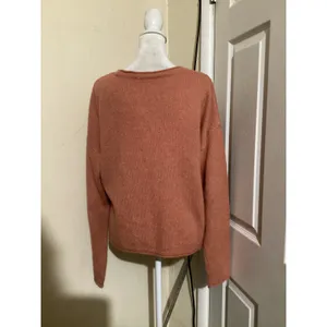 Madewell Pink Orange Knit Chelsea Pocket Pullover Alpaca Blend Sweater Size L thumbnail 4