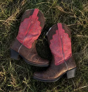 Tony Lama Pink Brown Leather Western Boots thumbnail 1