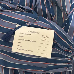 NATALIE MARTIN Amelia Top Batik Stripe Navy Cotton Tassel Tie Blouse Top Small thumbnail 15