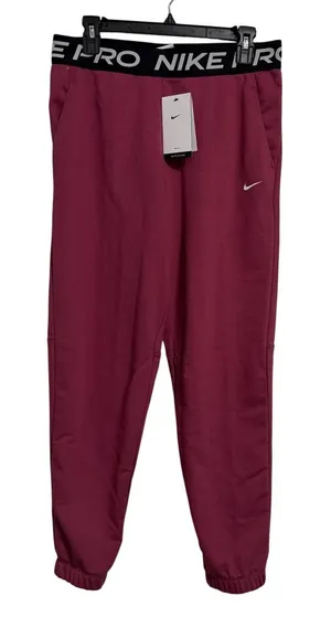 Nike Pro‎ Kids XL High Rise Full Length Fleece Jogger Pants Pink HV0289 NWT thumbnail 1
