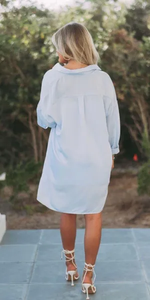 These Three Boutique Blue Silk Dress & Collared Shirt thumbnail 3