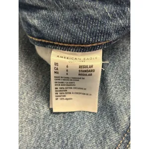 American Eagle Outfitters Distressed Jeans Plaid Flannel Patch Size 6 High Rise thumbnail 8