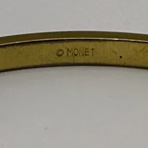 Monet Hinged Bangle Bracelet Slim Stackable Gold Tone Estate‎ thumbnail 6