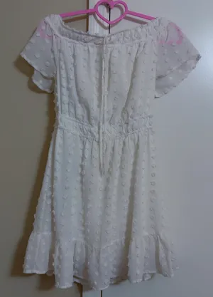 Charlotte Russe White Swiss Dot Off-Shoulder Dress for Girls thumbnail 1