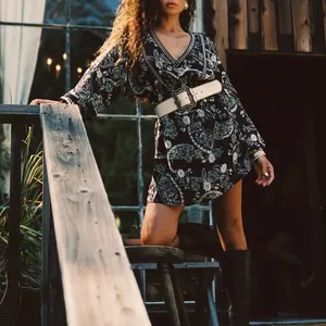 12th tribe boho v neck floral dress long sleeve thumbnail 2