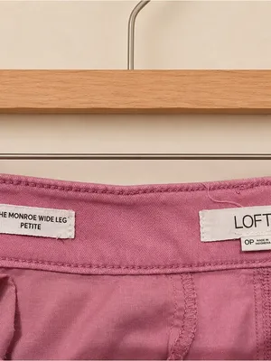 LOFT The Monroe Wide Leg Pants 0P Pink Cotton Stretch HighRise Petite PreppyChic thumbnail 7