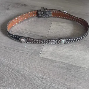 Blazin‎ Roxx Womens Western Snakeskin Rhinestone Studded Leather Belt Grey M thumbnail 2