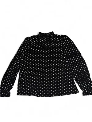 SheIn Maternity Black & White Polka Dot Long-Sleeve Ruffle Blouse thumbnail 2