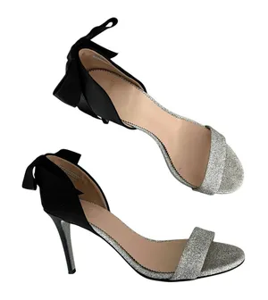 J. Crew D'orsay Sandals Silver Glitter Satin Bow Size 9M Chic Statement Heels thumbnail 1