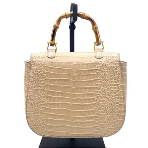 Fawn Design The Bamboo Shoulder Bag in Latte Faux Croc Purse Limited Edition NEW thumbnail 4
