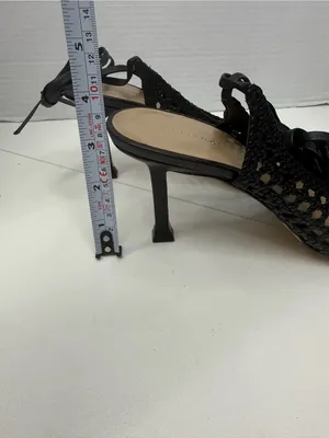 Ann Taylor Black Woven Leather Pointed Toe Slingback Heels Size 9.5 thumbnail 10