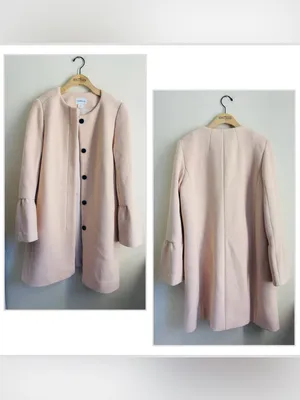 Club Monaco Blush Pink Wool Blend A Line Long Coat Bell Sleeve Large thumbnail 2