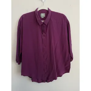 Maeve Anthropologie Silk Blouse Women's Large Magenta Cut Out Long Sleeve Career thumbnail 11
