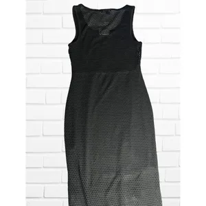 5/$25 Forever 21 Women's Size S Semi Sheer Netted Midi Dress Black Stretchy New‎ thumbnail 4