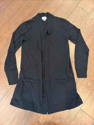 Old Navy Black Open-Front Cardigan Size Medium - C1-619 thumbnail 1