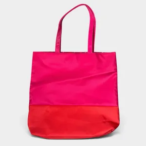 Lancome Womens Reversible Total Bag Colorblock Pink Red Flamingo Lips Lining thumbnail 3
