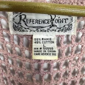 Reference Point Vintage Crochet Tank Top Long Vest Size L Pink Boho Hippie Fairy Embellished Y2K thumbnail 8