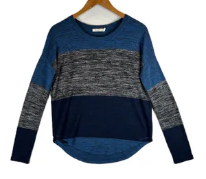 Rag & Bone Blue Gray Colorblock Knit‎ Sweater XS Long Sleeve Hudson Tee thumbnail 1