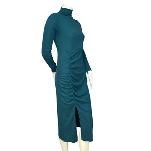 Mast & Harbour Dress Bodycon Ruched Midi Teal Green‎ Size Small Women Side Slit thumbnail 14
