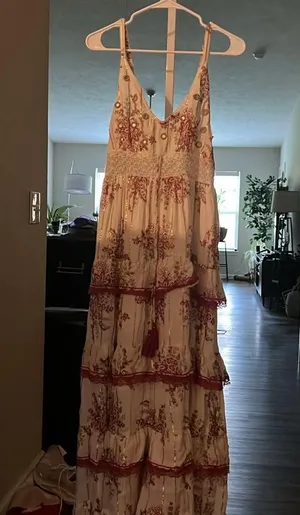 Floral Maxi Dress with Red Accents thumbnail 3