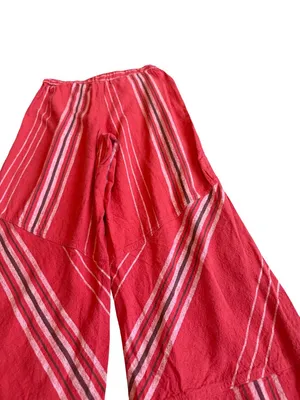 Urban Outfitters Red Striped Wide Leg Linen Pants Cargo Bohemian X-Small Women's thumbnail 13