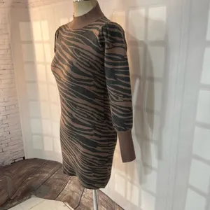 Heartloom Brown Black Animal Print Bishop Long Sleeve Sweater Dress Size XS thumbnail 5
