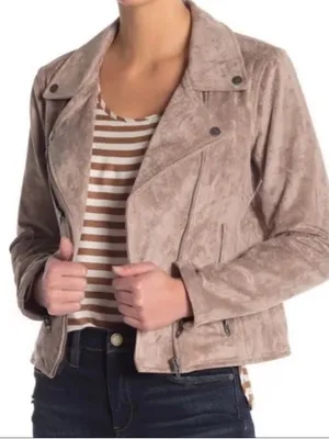 Blank NYC Taupe Suede Moto Jacket size Small $198 thumbnail 1