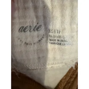Aerie Gauzy Coverup Shirt Women‎ XS Tan Ivory Colorblock Cotton Oversized thumbnail 9
