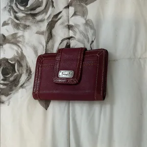 Fossil Red Genuine Leather Pattern Printed Interior Bifold Wallet thumbnail 2