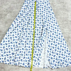 Kutumai Women Medium Blue White Floral Maxi Dress Off Shoulder Milk Maid Cottage thumbnail 6