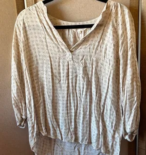FINAL MARKDOWN Sonoma Cream Patterned Blouse large thumbnail 1