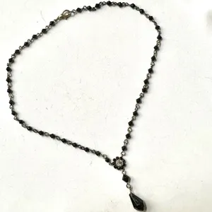 Black beaded drop pendant necklace thumbnail 5