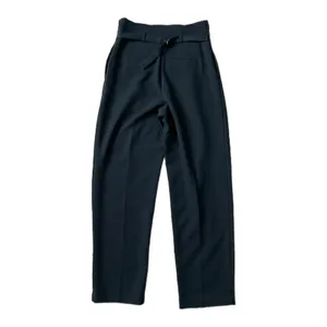 Maeve Anthropologie Trousers Navy Blue Satin Trim Pleated Size 6 thumbnail 4