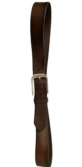 Brown leather belt silver buckle thumbnail 1