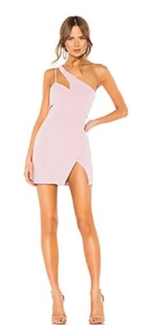 Revolve NBD x Naven Chloe Asymmetric One Shoulder Cutout Wrap Mauve Mini Dress S thumbnail 1