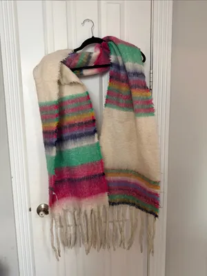 Free People Skye Striped Fuzzy Thick Knit Scarf thumbnail 3