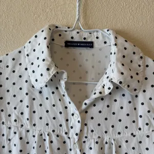 Brandy Melville White Black Polka Dot Button Up Blouse thumbnail 2