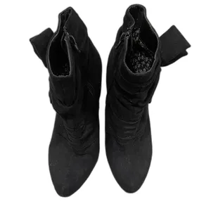 Mossimo Fall Black Faux Suede Side Zip Up Heel Booties with Bow Women's Sz 7.5 thumbnail 3