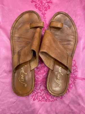 Free People Sant Antoni slide asymmetrical strap toe loop saddle brown 38 thumbnail 2