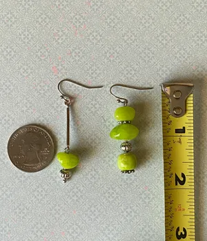 Handmade green Jade stone unique shape asymmetric dangle earrings ✨ thumbnail 8