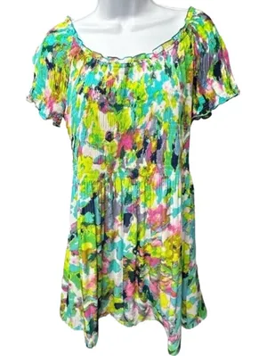 Allison Taylor Water Color Abstract Crinkle Top Size Medium Color Block‎ thumbnail 1
