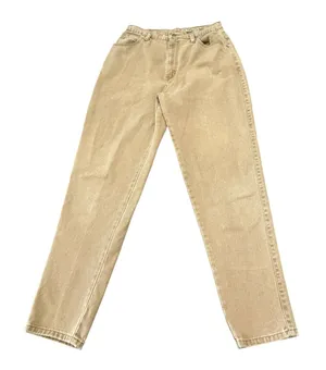 Vintage Sasson High Waisted Tapered Leg Jeans Tan Khaki Denim 31x31 Mom Jeans thumbnail 1