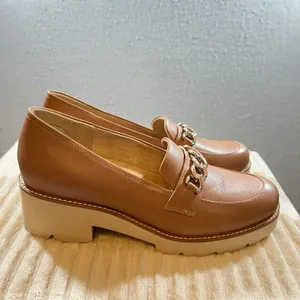 1133|NWOT Naturalizer Darry Leather Platform Chain Lug Sole Loafer Tan Women 12M thumbnail 6