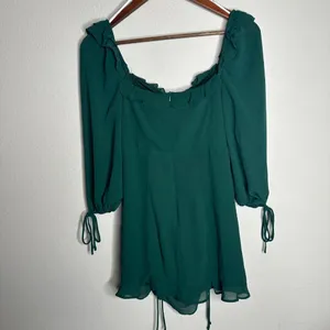 NWT Lulus It Happened in Dublin Forest Green Ruched Lace-up mini dress Sz XS‎ thumbnail 7