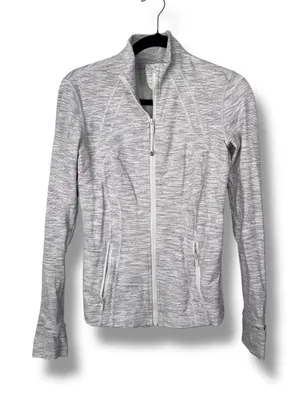 Lululemon Define Jacket‎ Size 6 White Gray Space Dye Athletic Full Zip thumbnail 1