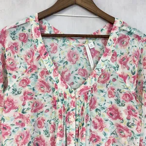 Lauren Conrad Floral‎ Blouse Women Medium Flowy Cottage Feminine Dainty Coquette thumbnail 3