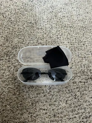 Oval Black Lens Sunglasses with Clear Case thumbnail 2